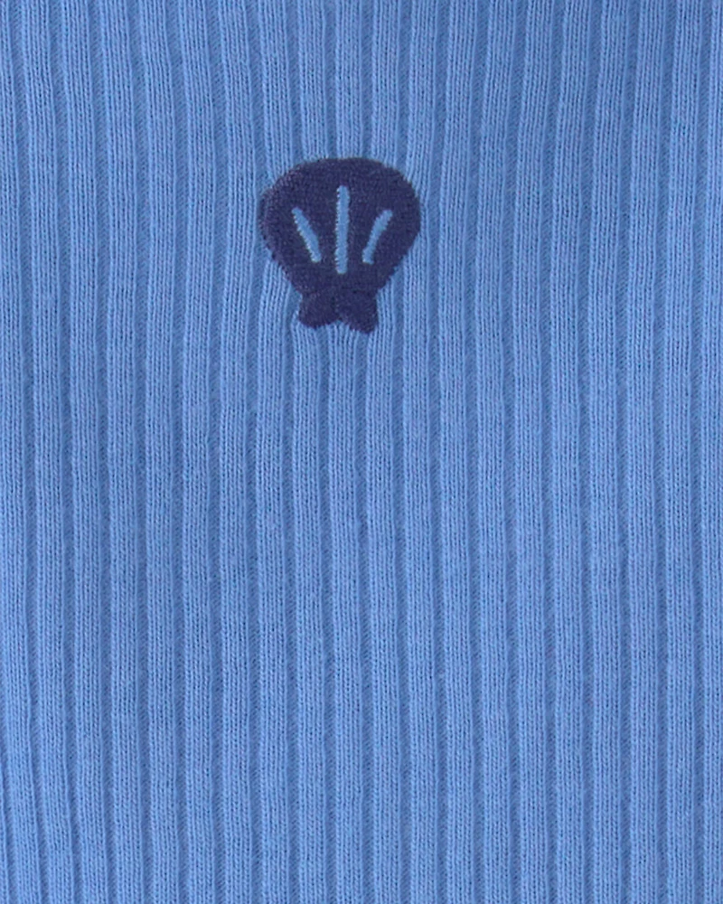 Baby Girl Seashell Short-Sleeve Bodysuit Dress - Blue