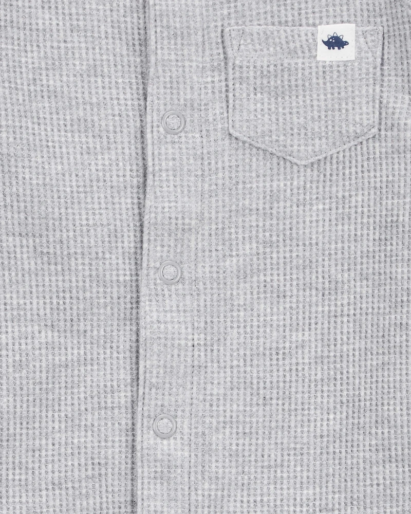 Baby Boy Waffle Knit Short-Sleeve Romper - Grey