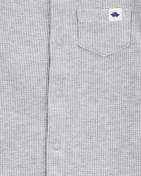 Baby Boy Waffle Knit Short-Sleeve Romper - Grey