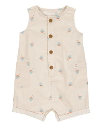 Baby Button-Front Sunset Print Sleeveless Romper