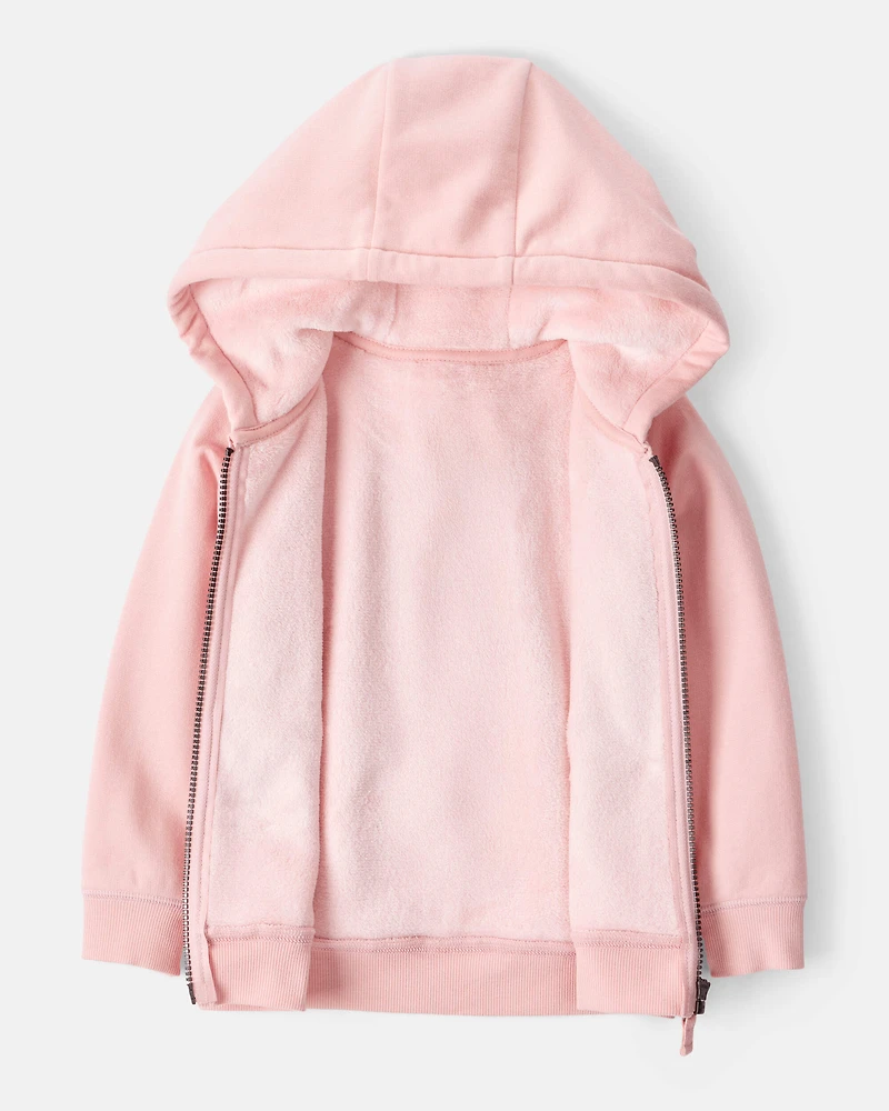 Toddler Girl Long-Sleeve Hooded Zip-Up Jacket - Pink