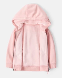 Toddler Girl Long-Sleeve Hooded Zip-Up Jacket - Pink