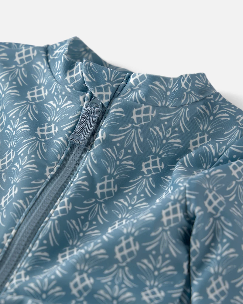 Baby Girl Recycled Long-Sleeve Rashguard Swimsuit Bloom Lagoon Print