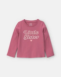 Toddler Girl 'Little Sister' Long-Sleeve Graphic Tee - Pink