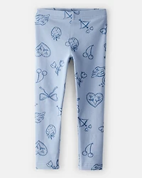 Toddler Girl Bow Icon Pull-On Stretch Leggings - Blue