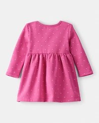 Baby Girl DayDream Fleece Polka Dot Knit Dress - Pink