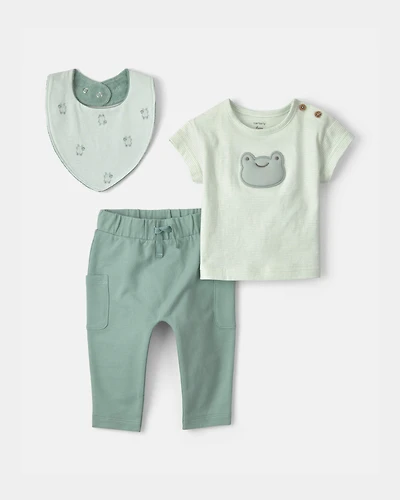 Baby Boy 3-Piece Frog Top & Pant Set - Green