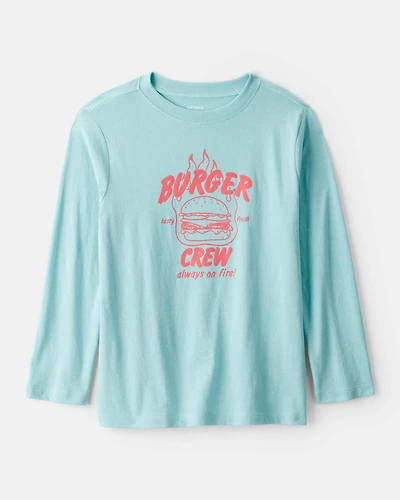 Kids Burger Crew Long-Sleeve Graphic Tee - Blue