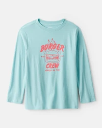 Kids Burger Crew Long-Sleeve Graphic Tee - Blue