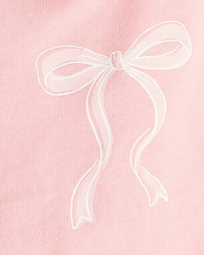 Baby Girl Bow French Terry Long-Sleeve Top & Skirt Set - Pink