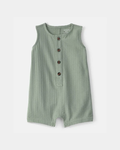 Baby Boy Solid Sleeveless Romper - Green