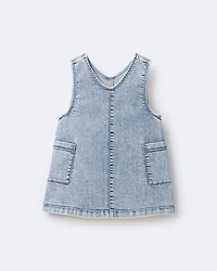 Toddler Girl Otter Pocket Denim Jumper Avenue Wash - Blue