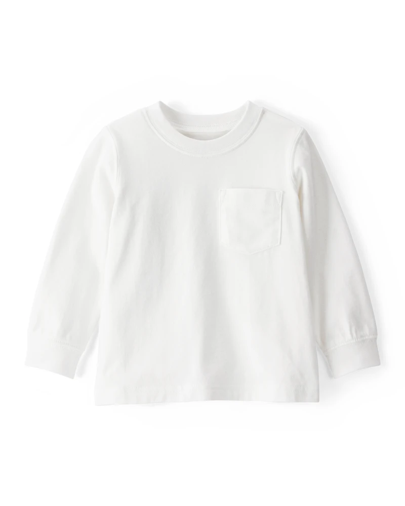 Long-Sleeve Pocket Tee - White
