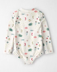Toddler Girl Recycled Rashguard Swimsuit Under the Sea