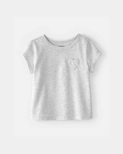 Baby Girl Heart Pocket Top - Grey