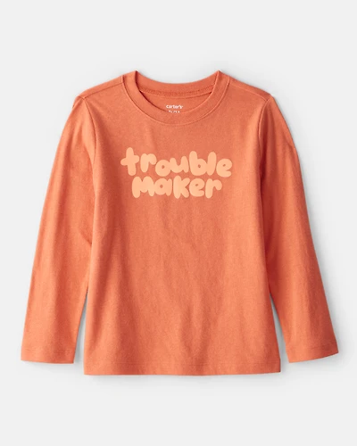 Toddler Boy Troublemaker Long-Sleeve Graphic Tee - Orange