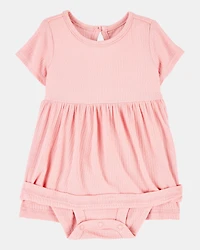 Baby Girl Solid Bodysuit Dress - Pink