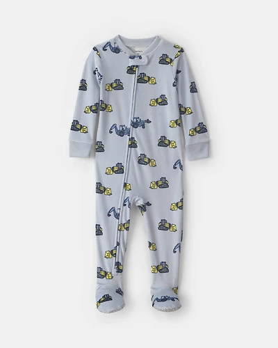 Baby Boy 1-Piece Construction 2-Way Zip DreamPlush Snug Fit Footed Pyjama - Blue