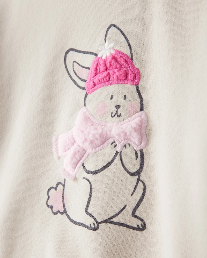 Baby Girl Bunny French Terry Long-Sleeve Pullover Sweatshirt - Cream