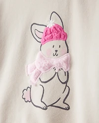 Baby Girl Bunny French Terry Long-Sleeve Pullover Sweatshirt - Cream