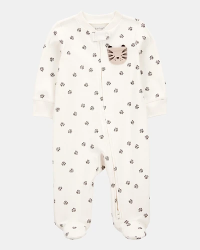 Baby Tiger Print 2-Way Zip Cotton Sleeper