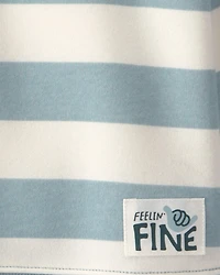 Baby Boy 2-Piece Striped Fleece Henley Top & Pant Set - Blue/White