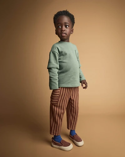 Toddler Boy Striped Pocket Pants - Brown