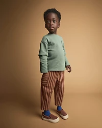 Toddler Boy Striped Pocket Pants - Brown