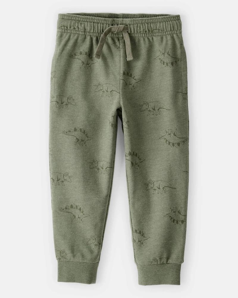 Toddler Boy Dinosaur French Terry Jogger - Green
