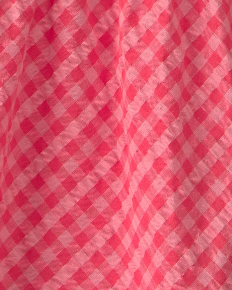 Baby Girl Gingham Tiered Dress - Red