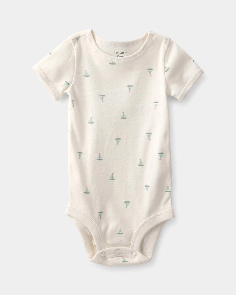 Baby 2-Piece Sailboat Overall Set - Green/Ivory