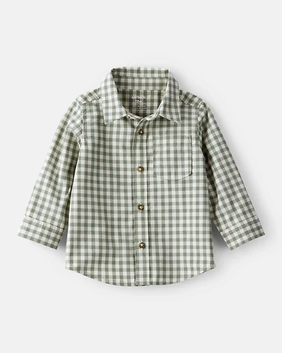 Baby Boy Long-Sleeve Plaid Button Down Shirt - Green