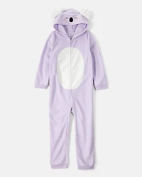 Girls Koala Long-Sleeve Loose Fit 1-Piece Pyjamas - Purple