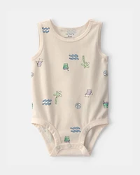 Baby Boy Beach Sleeveless Graphic Bodysuit - Cream
