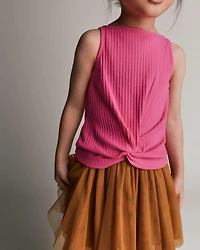 Toddler Girl Tie-Front Ribbed Tank - Hot Pink