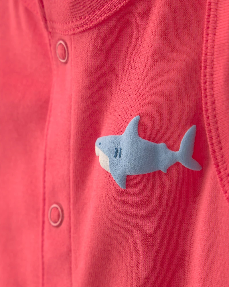 Baby Boy Shark Romper - Orange