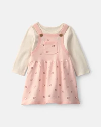 Baby Girl 2-Piece Sheep Long-Sleeve Dress Set - Pink/Cream