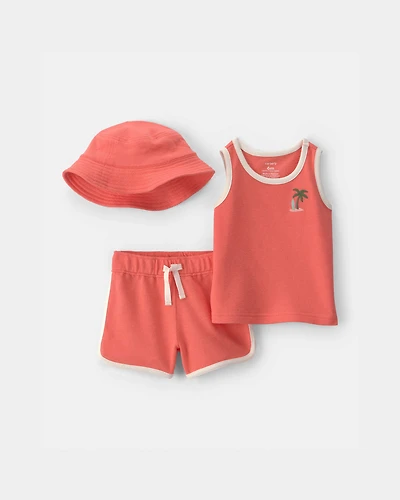 Baby Boy 3-Piece Palm Tree Top & Short Set - Orange