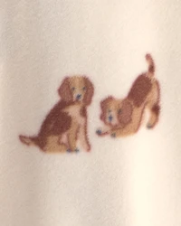 Baby Boy Dog Fleece 2-Way Zip Sleeper Pyjamas - Cream
