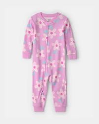 Toddler Girl Floral 100% Cotton Snug Fit 1-Piece pyjama - Pink