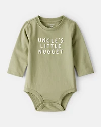 Baby Boy Uncles Little Nugget Long-Sleeve Graphic Bodysuit - Green