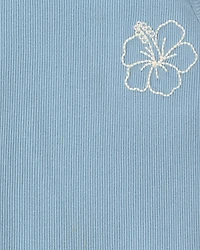 Toddler Girl Flower Ribbed Tank Top - Blue