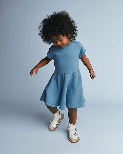 Toddler Girl French Terry Drop-Waist Dress - Teal