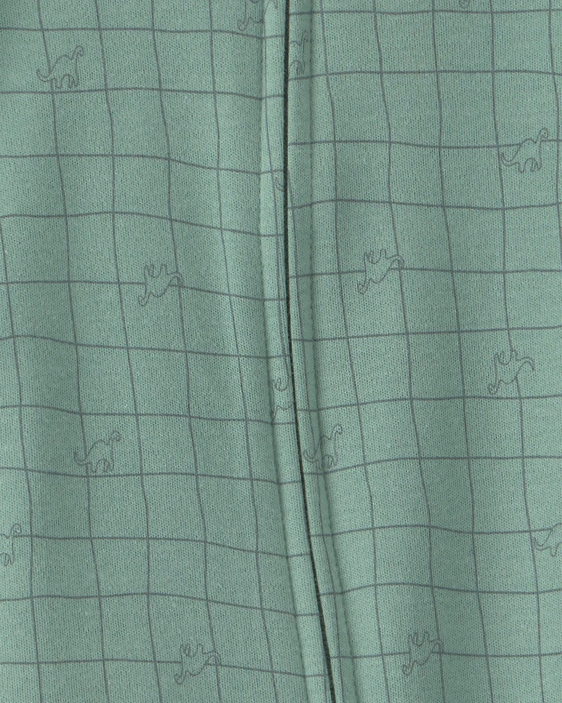 Baby Boy Dinosaur 100% Cotton 2-Way Zip Sleeper - Green