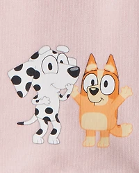 Baby Girl Bluey French Terry Drawstring Joggers - Pink