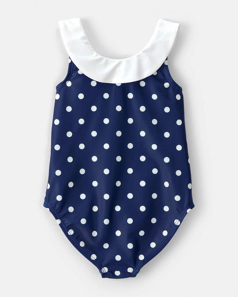 Toddler Girl Polka Dot 1-Piece Swimsuit - Navy