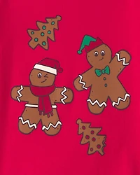 Toddler Boy Ginger Bread Christmas Long-Sleeve Graphic Tee - Red