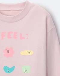 Toddler Girl 'I Feel' Long-Sleeve Relaxed Graphic Tee - Rose