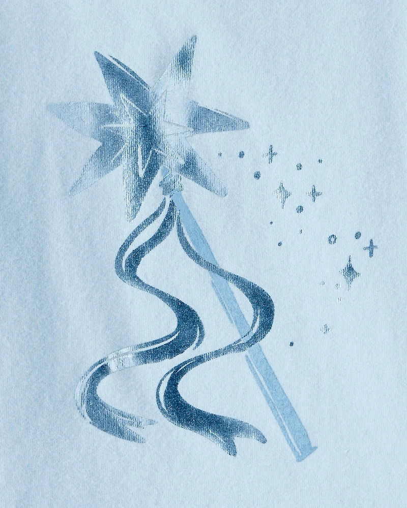 Baby Girl Metallic Princess Wand Long-Sleeve Graphic Tee - Blue