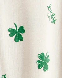 Baby St. Patrick's Day 100% Cotton Loose Fit 2-Way Zip Footie 1-Piece Pyjamas - Ivory